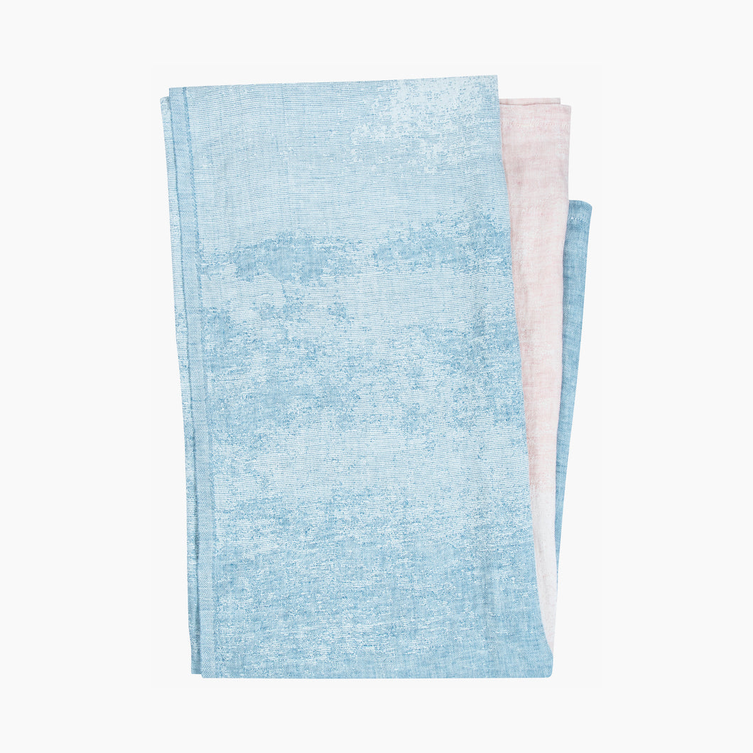 'Saari' linen towel by Aoi Yoshizawa, blue-pink