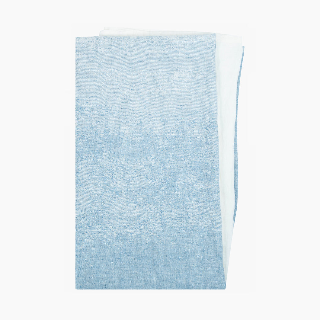 'Saari' linen towel by Aoi Yoshizawa, blue-white