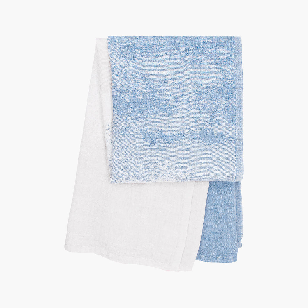 'Saari' linen towel by Aoi Yoshizawa, blue-white
