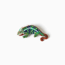 Load image into Gallery viewer, 'Colourful Chameleon' brooch by Trovelore
